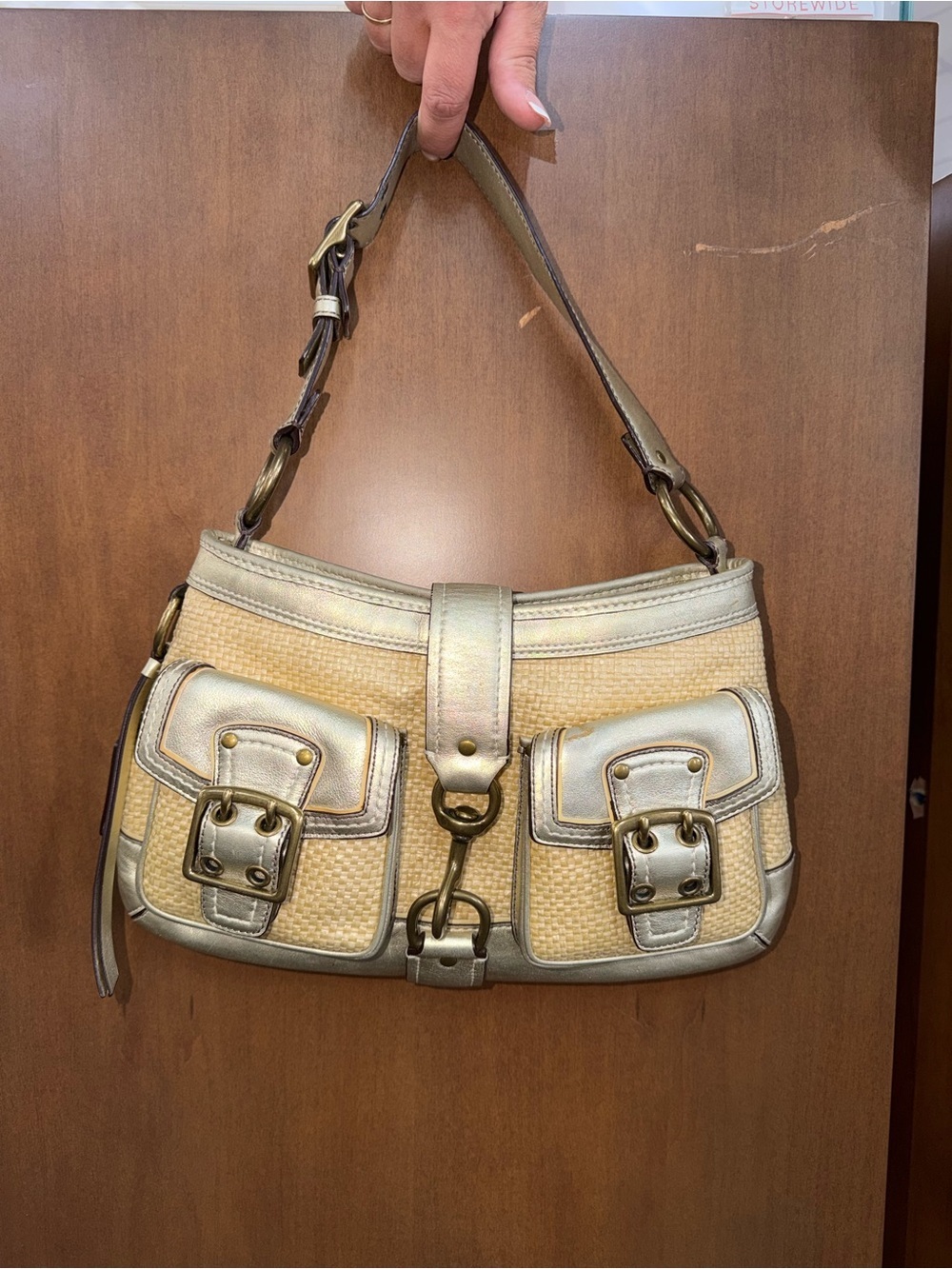 Coach Legacy Straw Pocket Hobo Bag 105